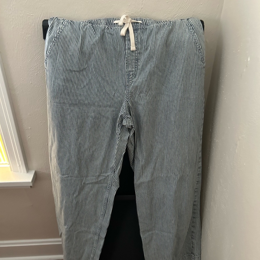 GAP Denim High Rise Wide-Leg Pants - Blue and White